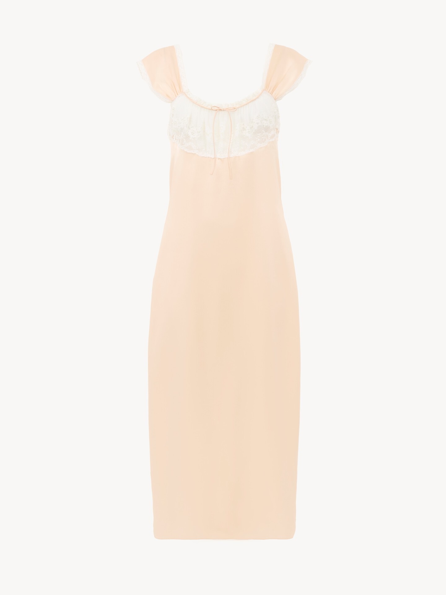 Lingerie dress in washed silk satin & lace - 2.0