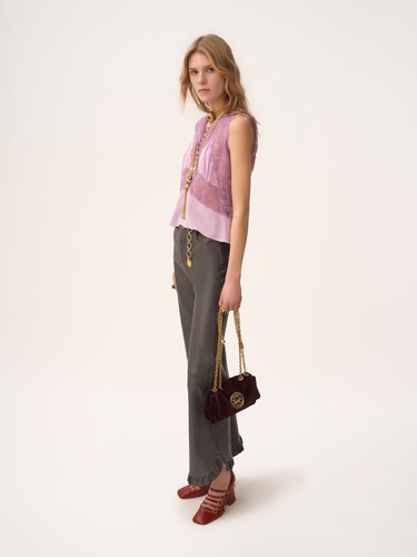Ruffled flared pants in leather - 4