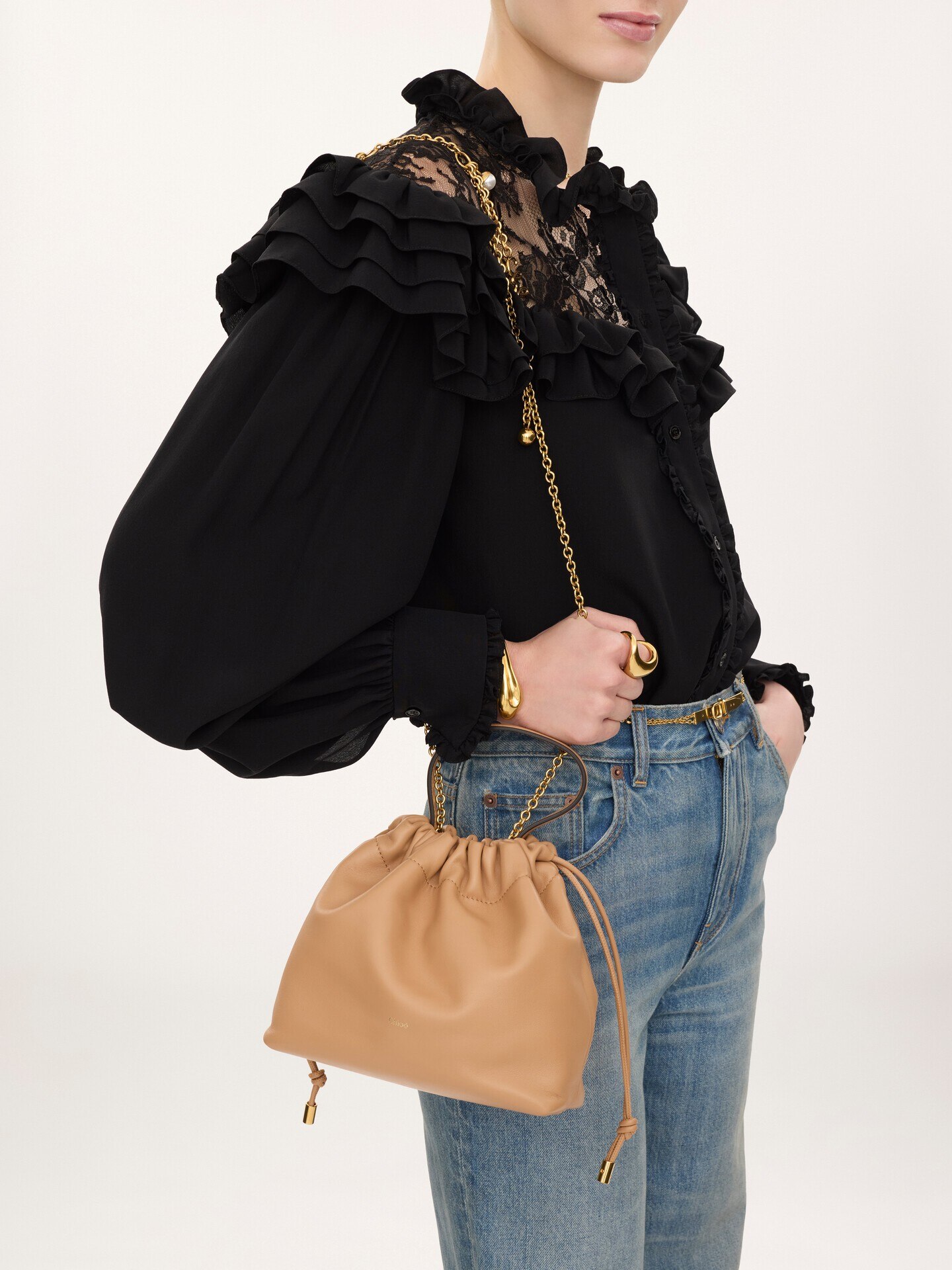 Small Chlo&eacute; Icons shoulder bag with chain in soft leather - 2.0