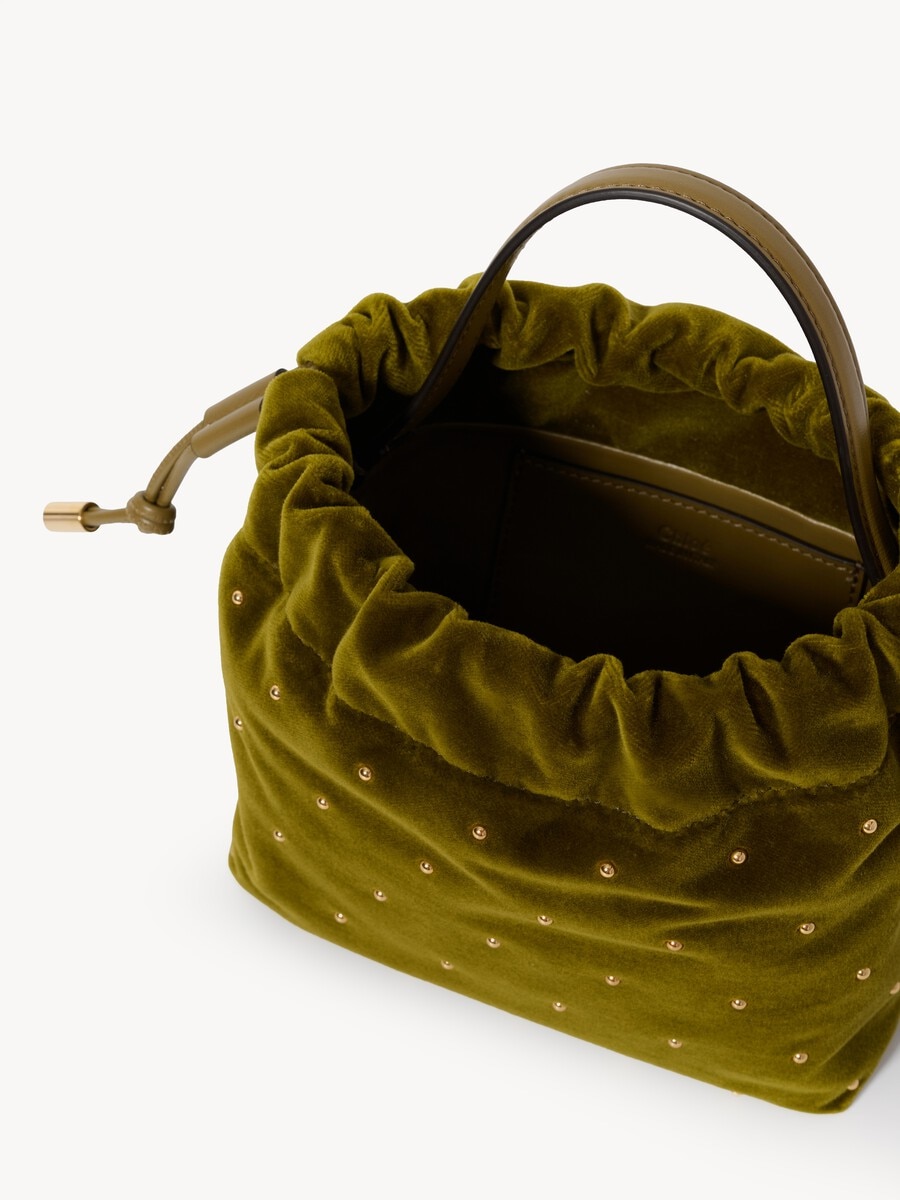 Mini Chlo&eacute; Icons shoulder bag with chain in velvet with studs - 4