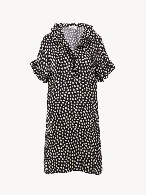 Short-sleeve mini dress in silk jacquard