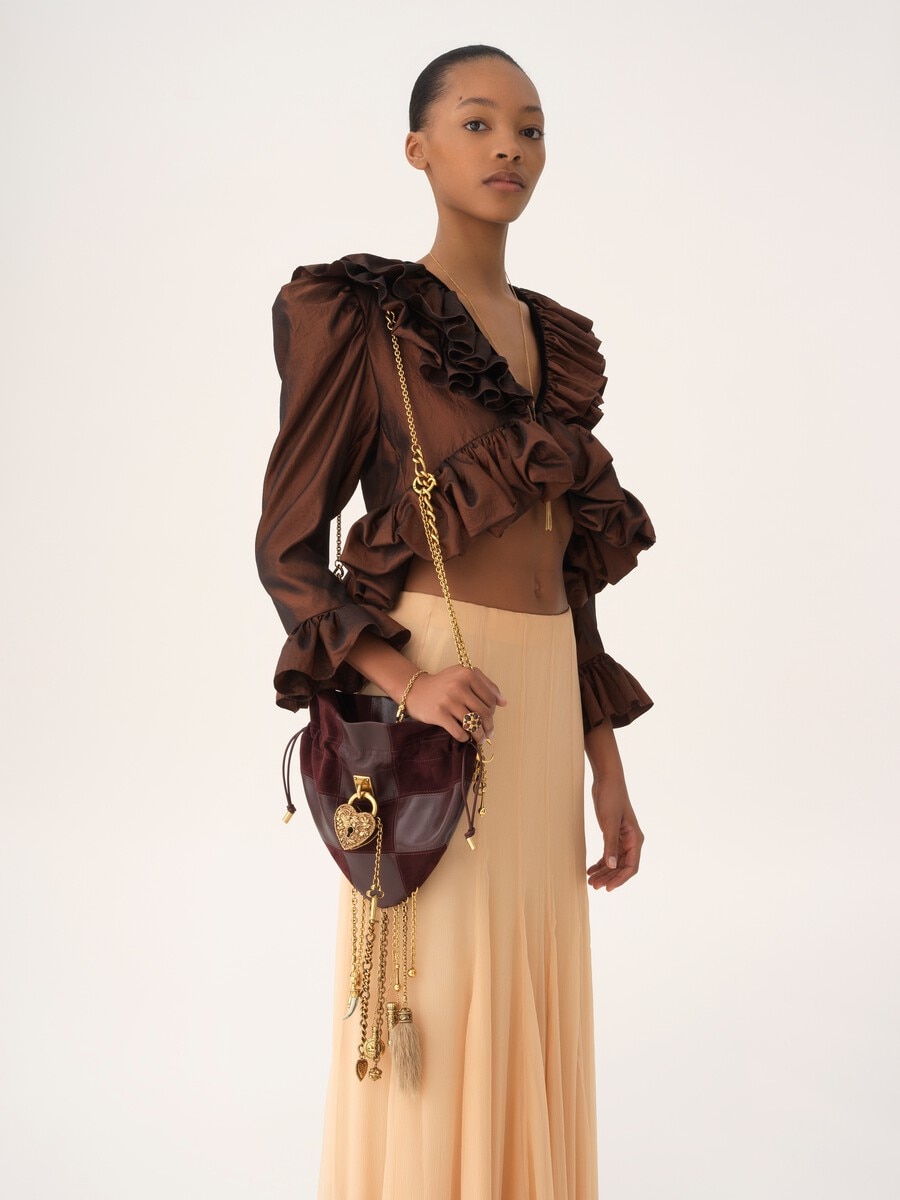 Ch&acirc;teau Treasures crossbody bag in grained & suede leather - 3