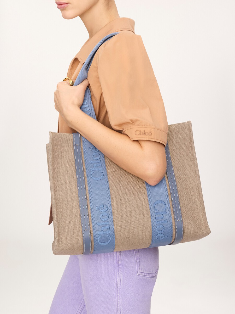 Woody tote bag in linen - 3