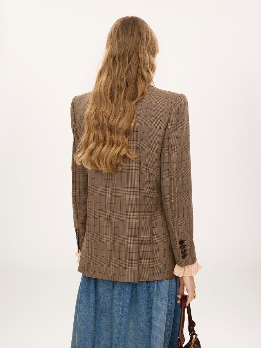 Chaqueta de sastre con doble botonadura de lana de cuadros - 6
