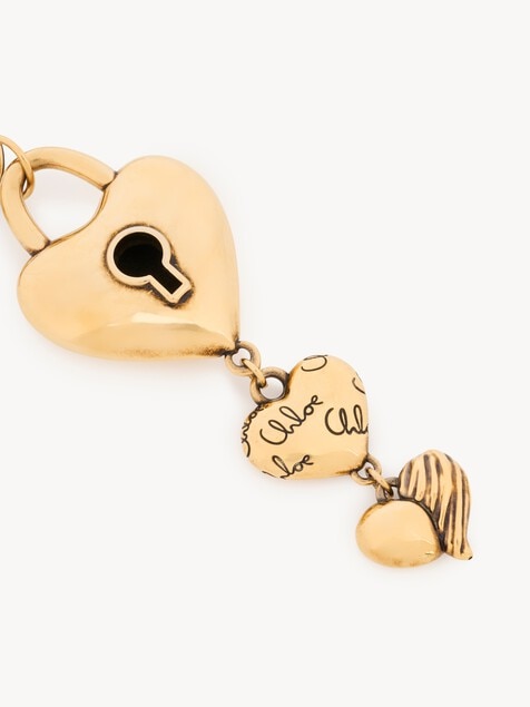 Chlo&eacute; Symbols Multiple Hearts key ring bag charm in copper
