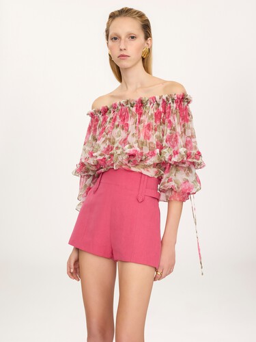 High-rise mini shorts in a linen-cotton mix - 6