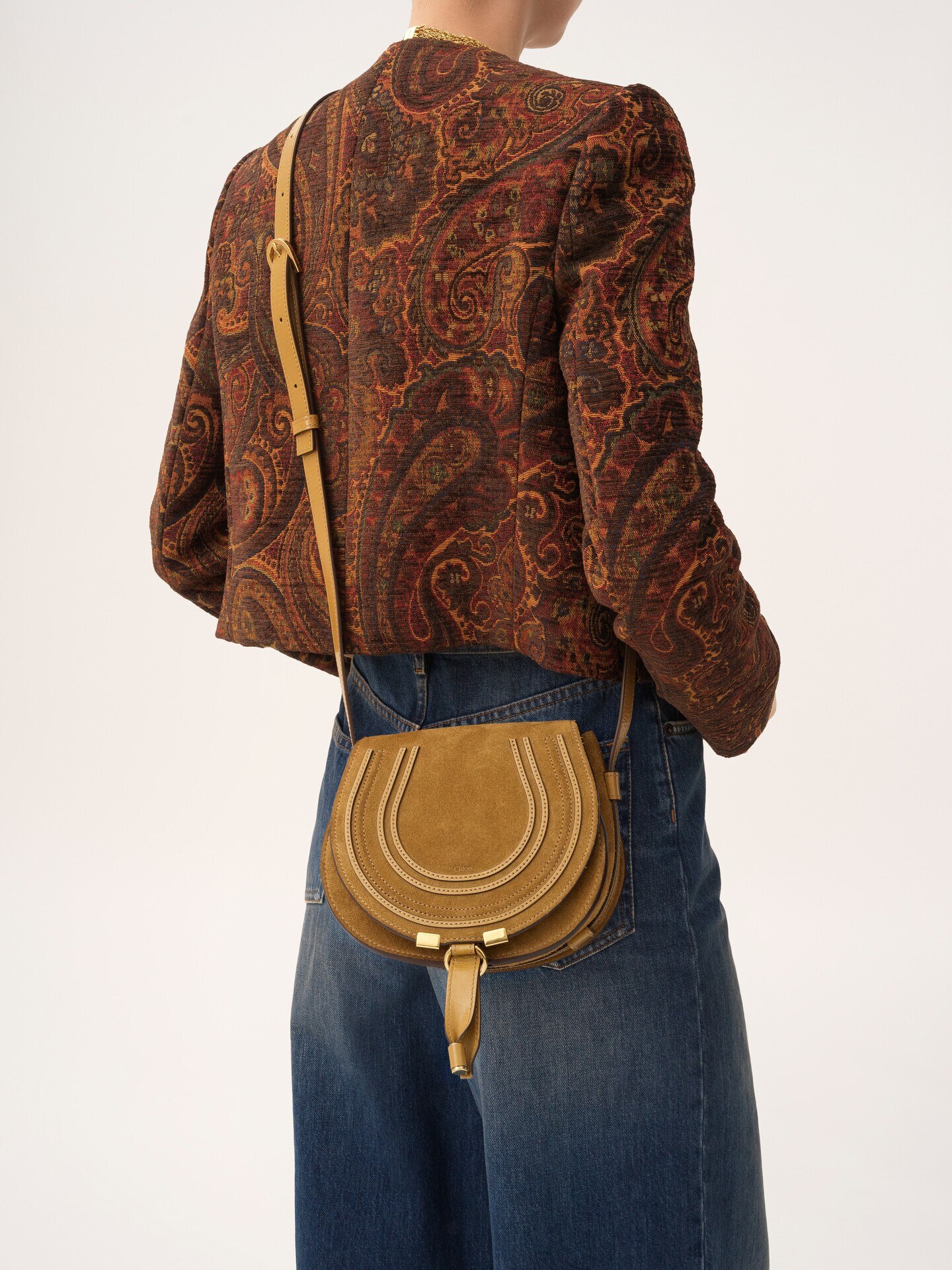Small Marcie saddle bag in suede leather - 2.0