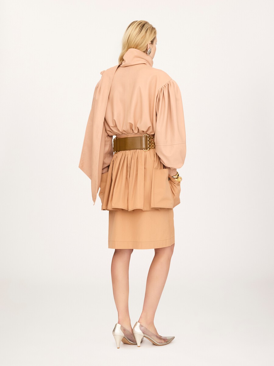 Layered knee-length skirt in cotton poplin - 5