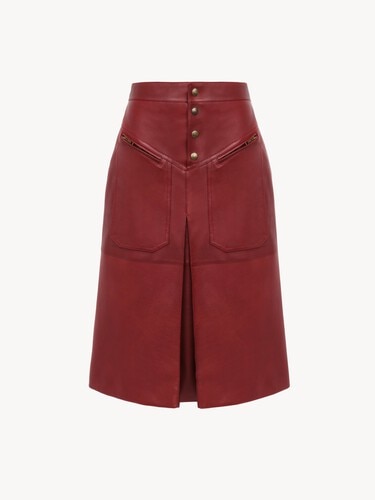 Knee-length skirt in leather - 2