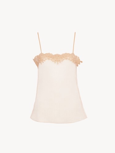 Fitted tank top in embroidered lace - 1