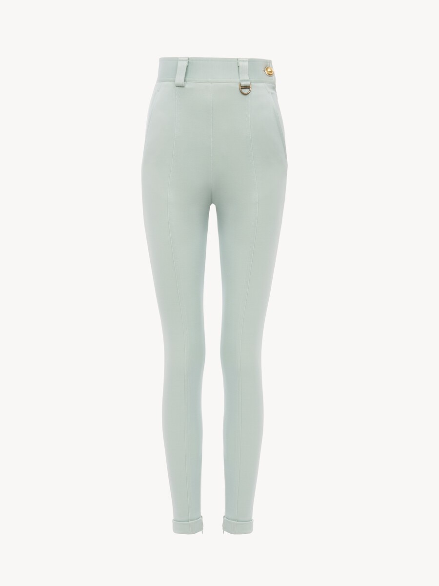 High-rise fitted pants in bonded stretch jersey - 1