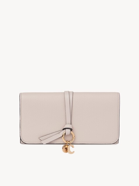 Alphabet wallet with flap in grained leather