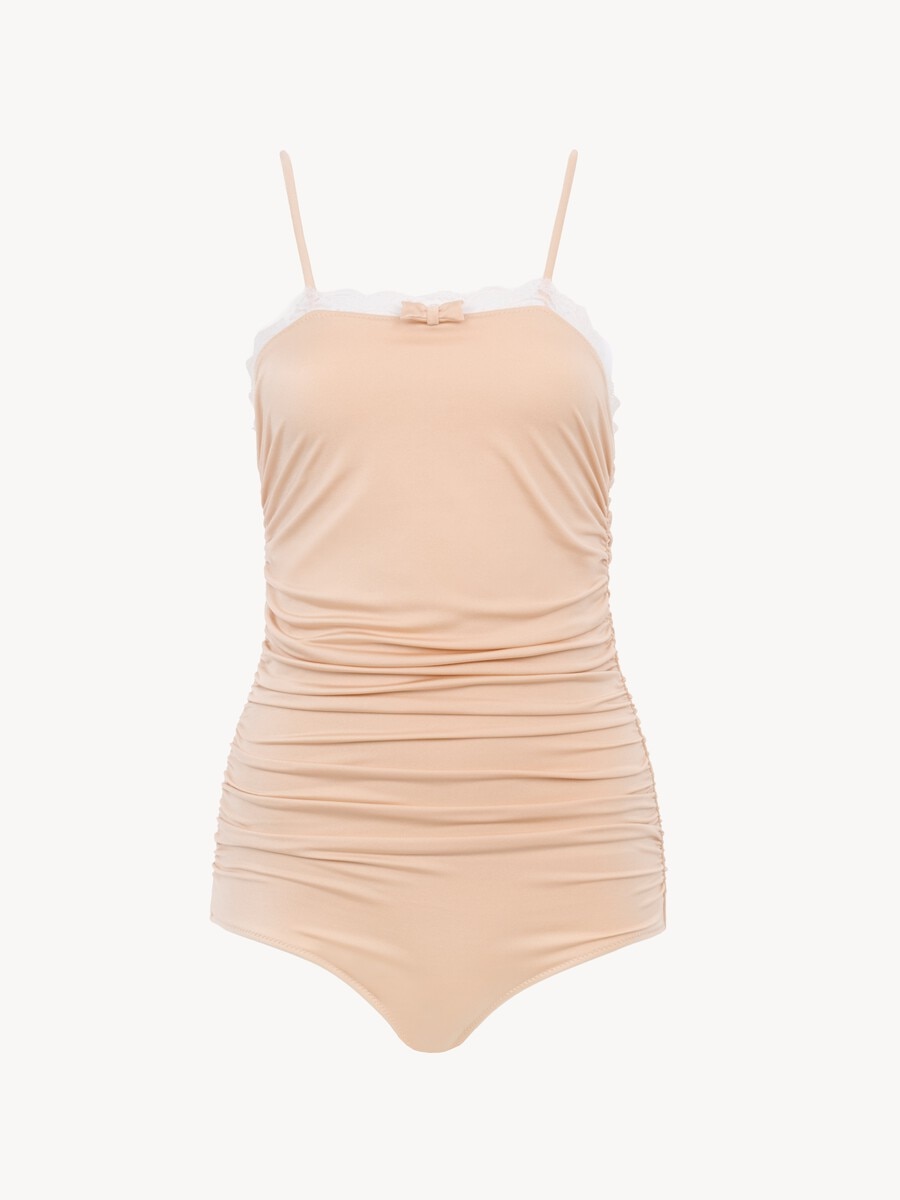 Lace-trimmed ruched bodysuit - 2