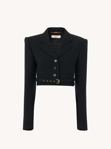 Cropped Spencer jacket in wool cr&ecirc;pe - 1