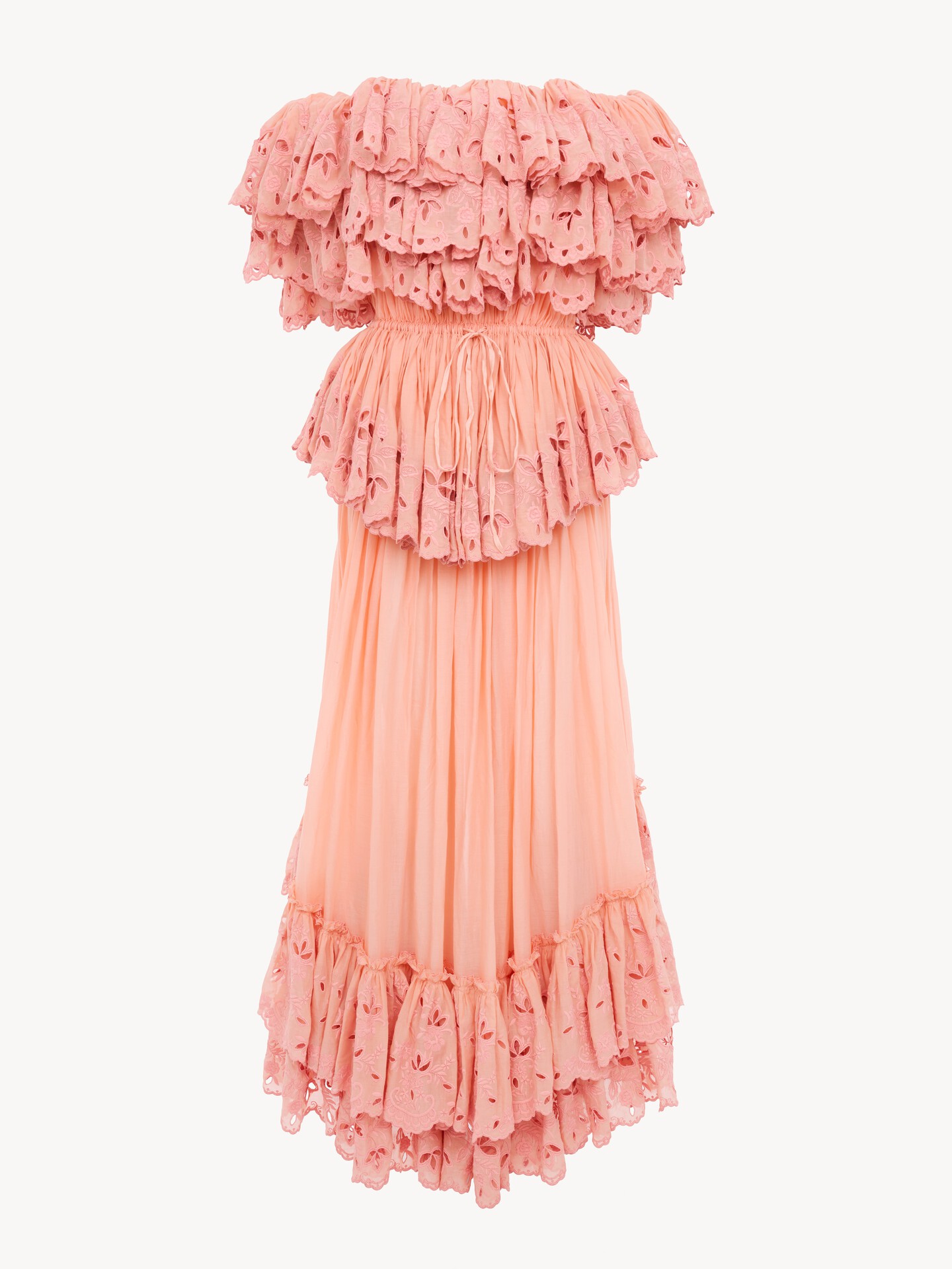 Ruffled long dress in cotton voile - 2.0