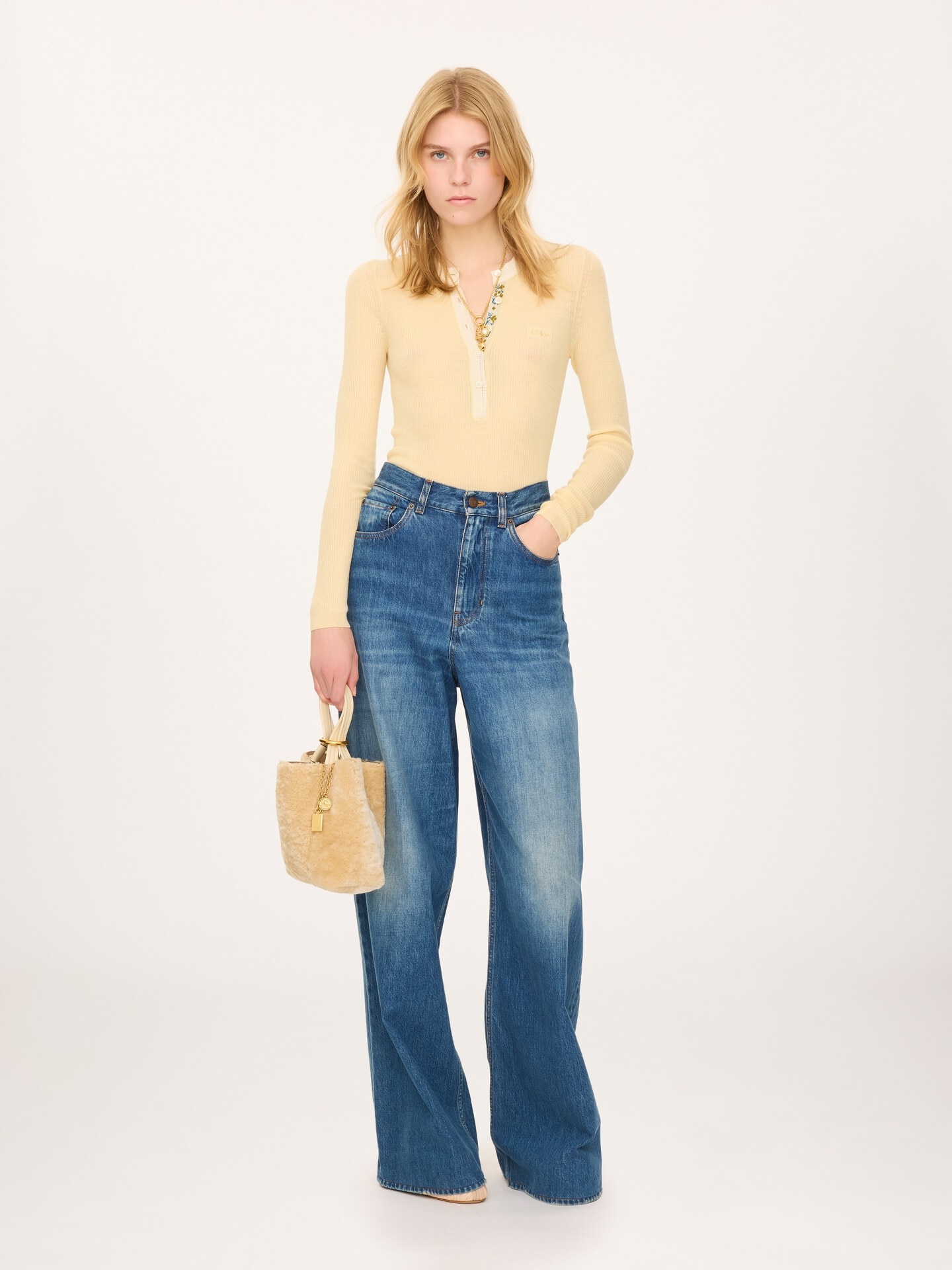 Petit sac cabas Chlo&eacute; Spin en shearling - 6.0
