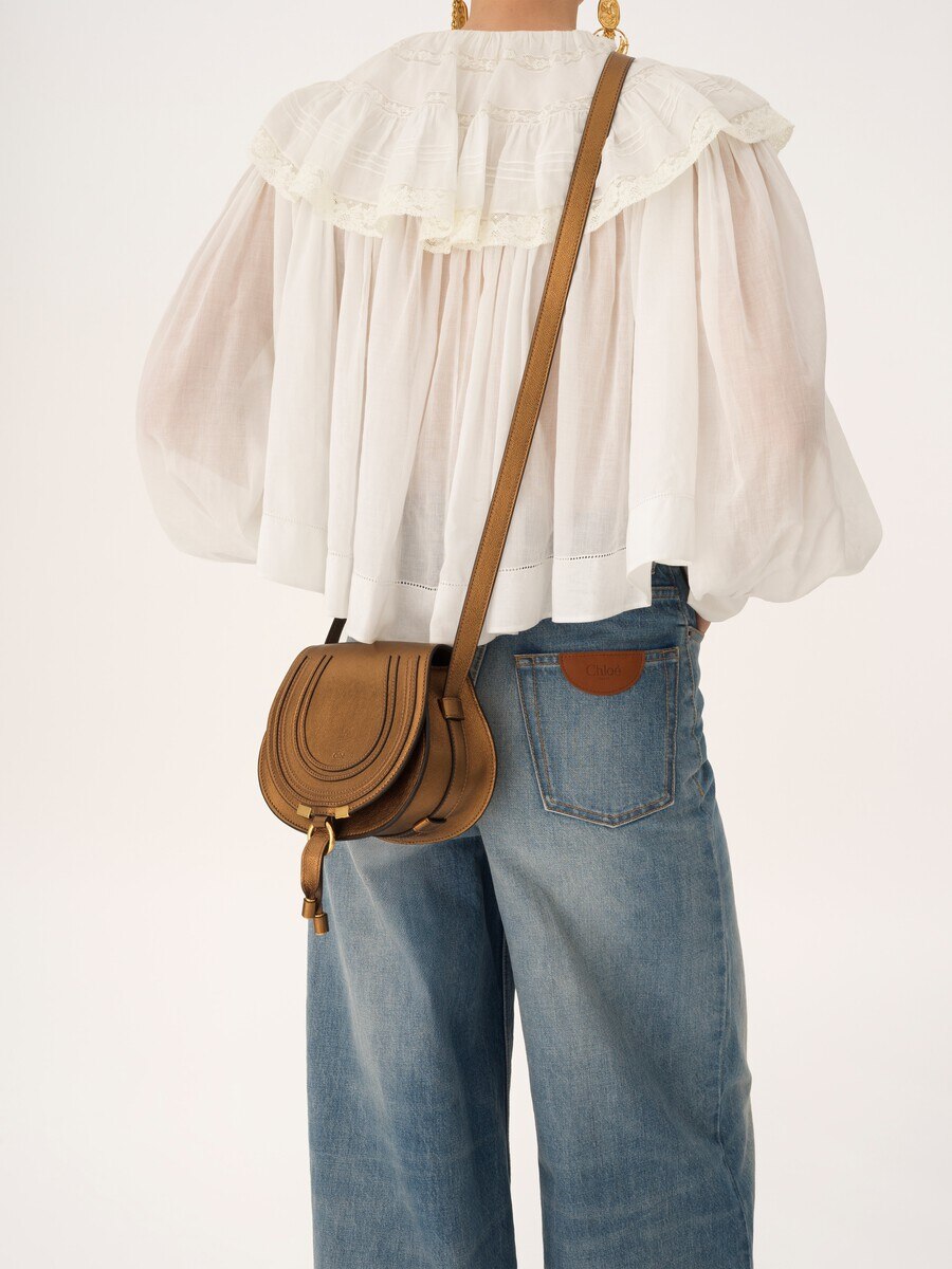Small Marcie saddle bag in metallized leather - 3