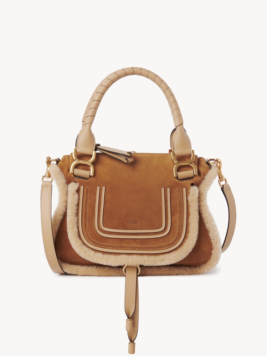 Small Marcie bag in suede leather & shearling - 2