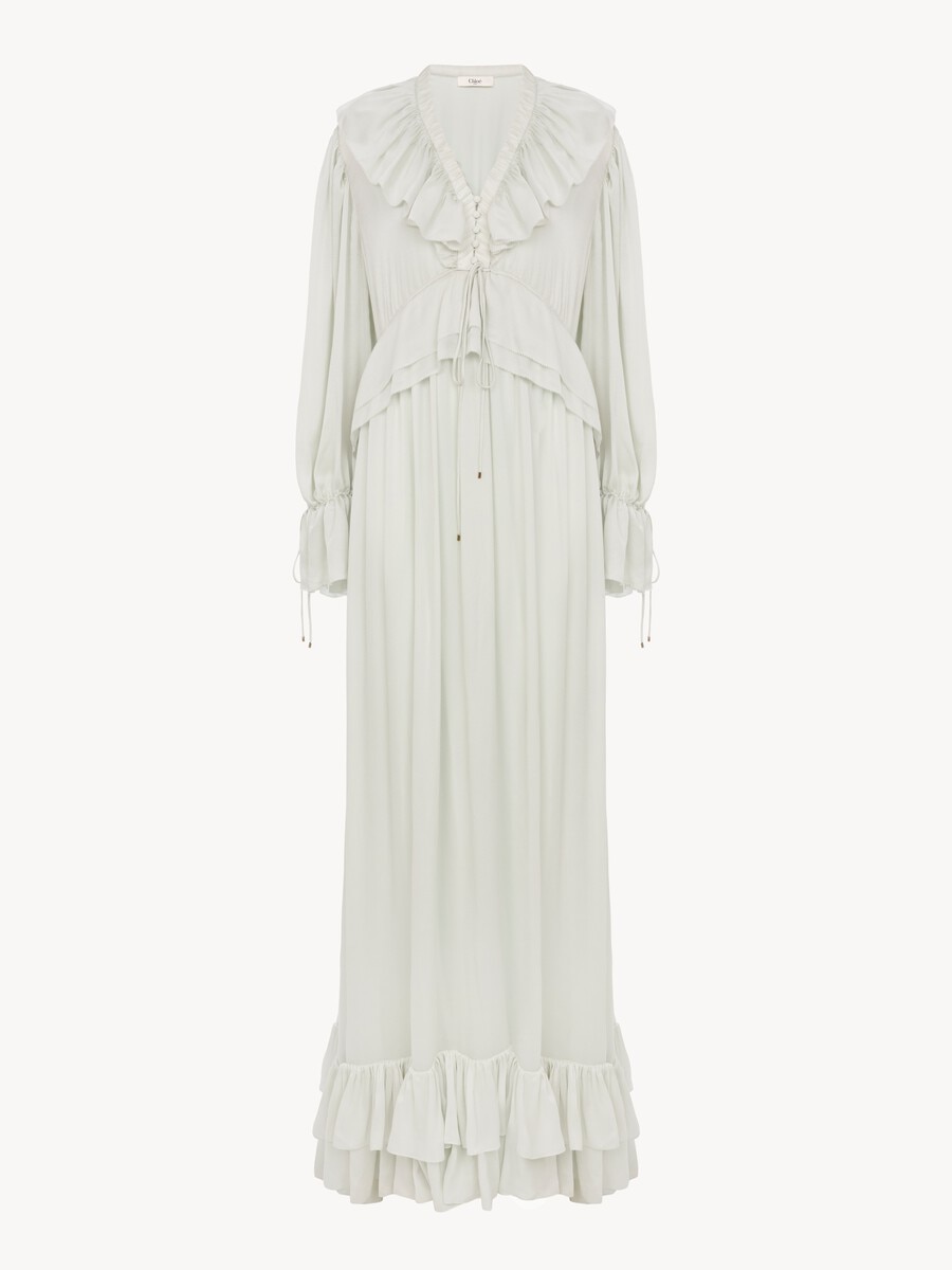 Gathered long dress in silk charmeuse - 2