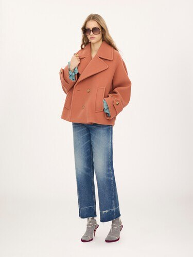 Oversized short coat in wool - 3