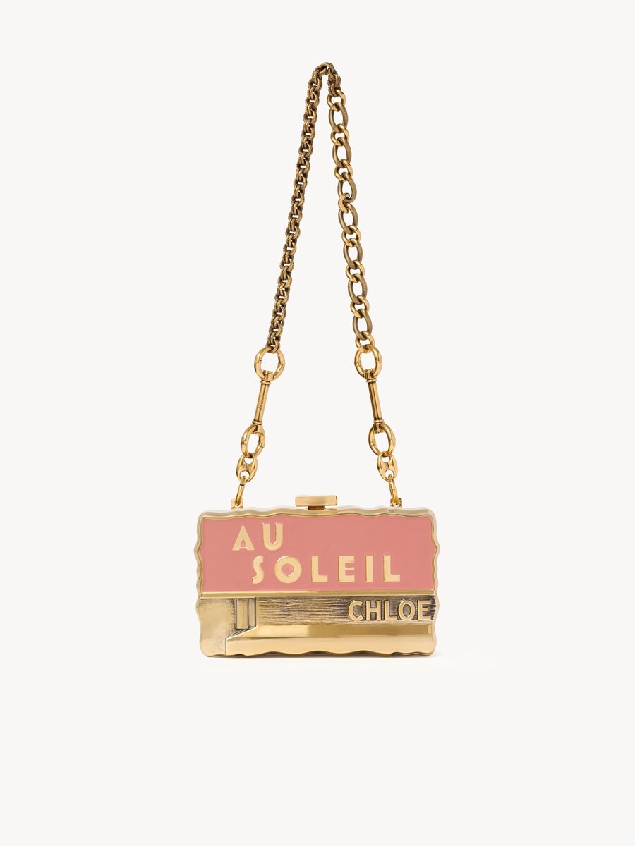 Chlo&eacute; Soleil minaudi&egrave;re with chain in brass & enamel - 1