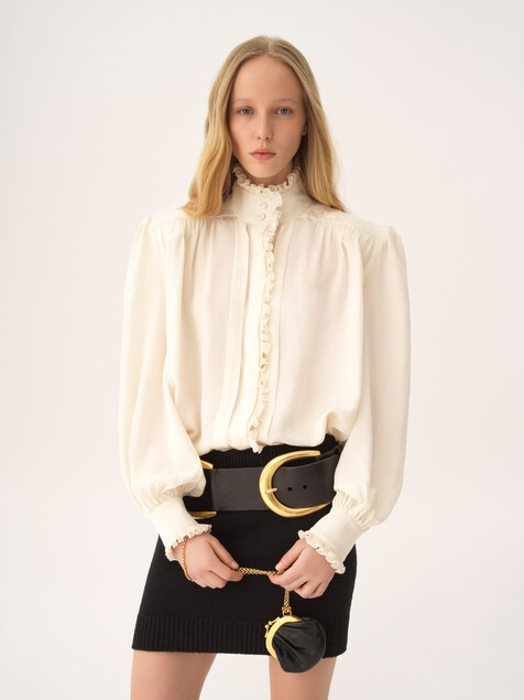 Fitted mini skirt in a wool & cashmere knit