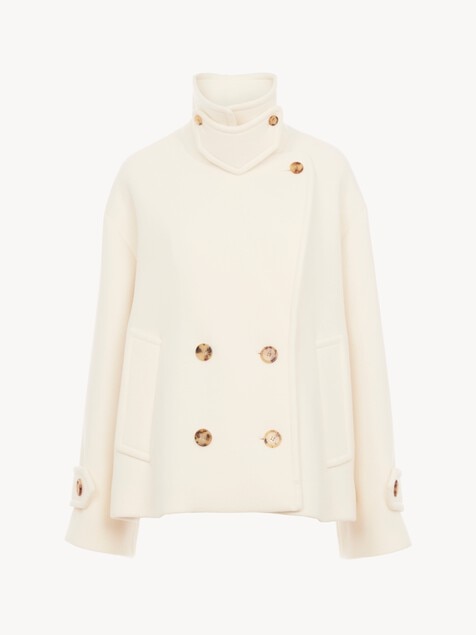 Oversized short coat in wool