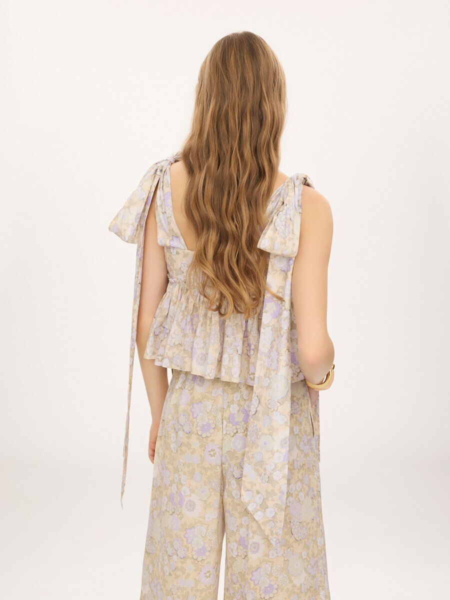 Knotted-strap cropped top in soft cotton - 5