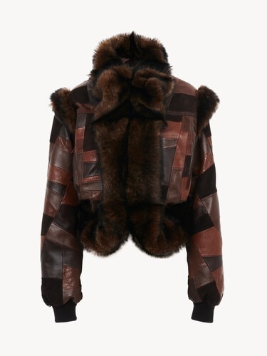 Short hybrid bomber jacket in leather - 2