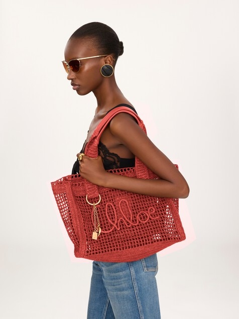 Summer Banana east-west tote bag in raffia