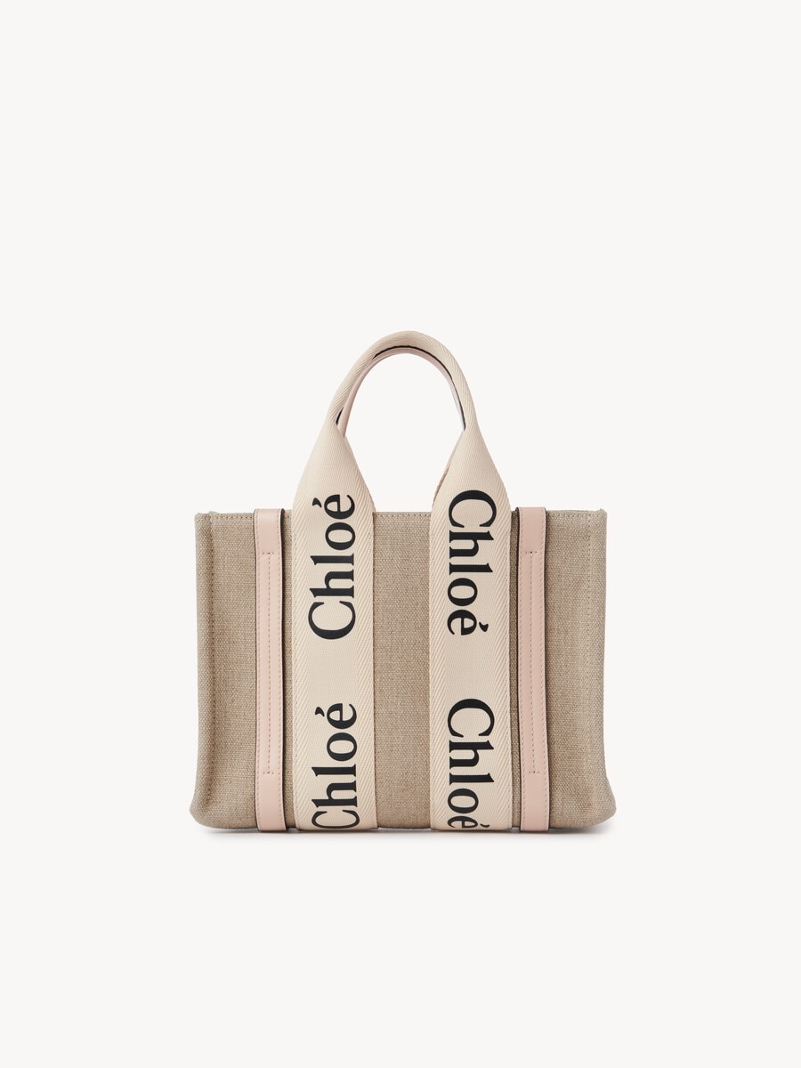 Small Woody tote bag in linen - 5