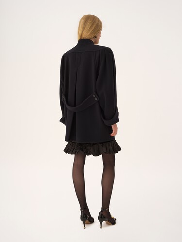 High-neck double-breasted coat in wool - 6