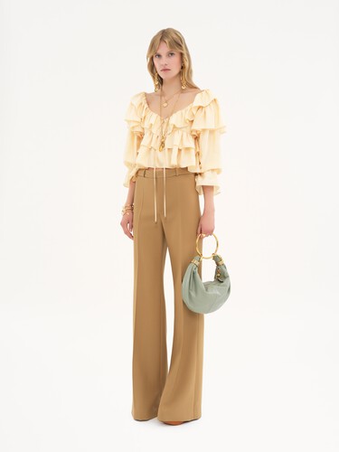 Flared tailored pants in wool grain de poudre - 3