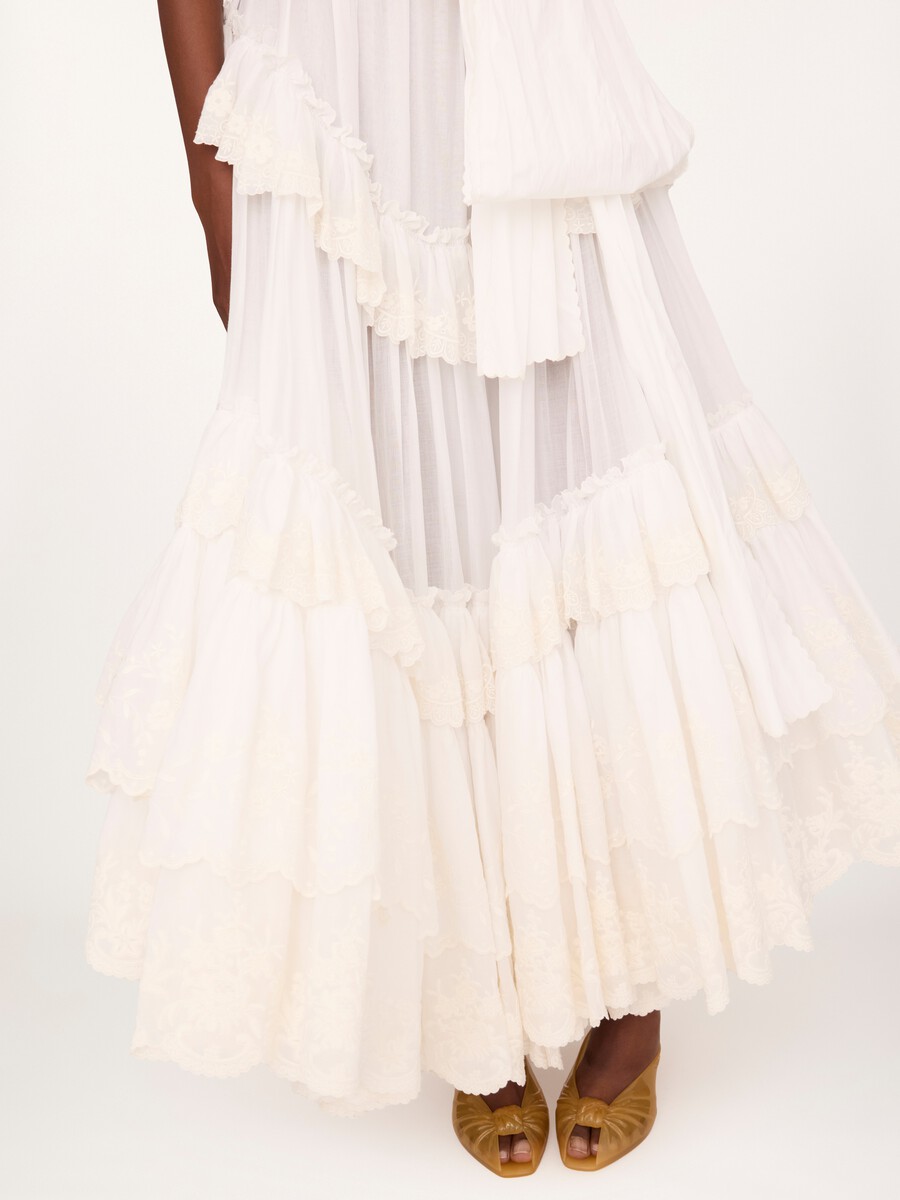 Long ruffled dress in cotton voile - 7