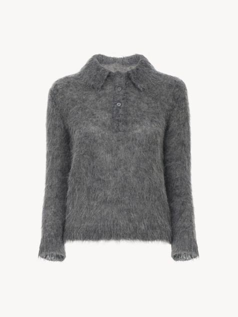 Polo sweater in an alpaca wool-blend knit