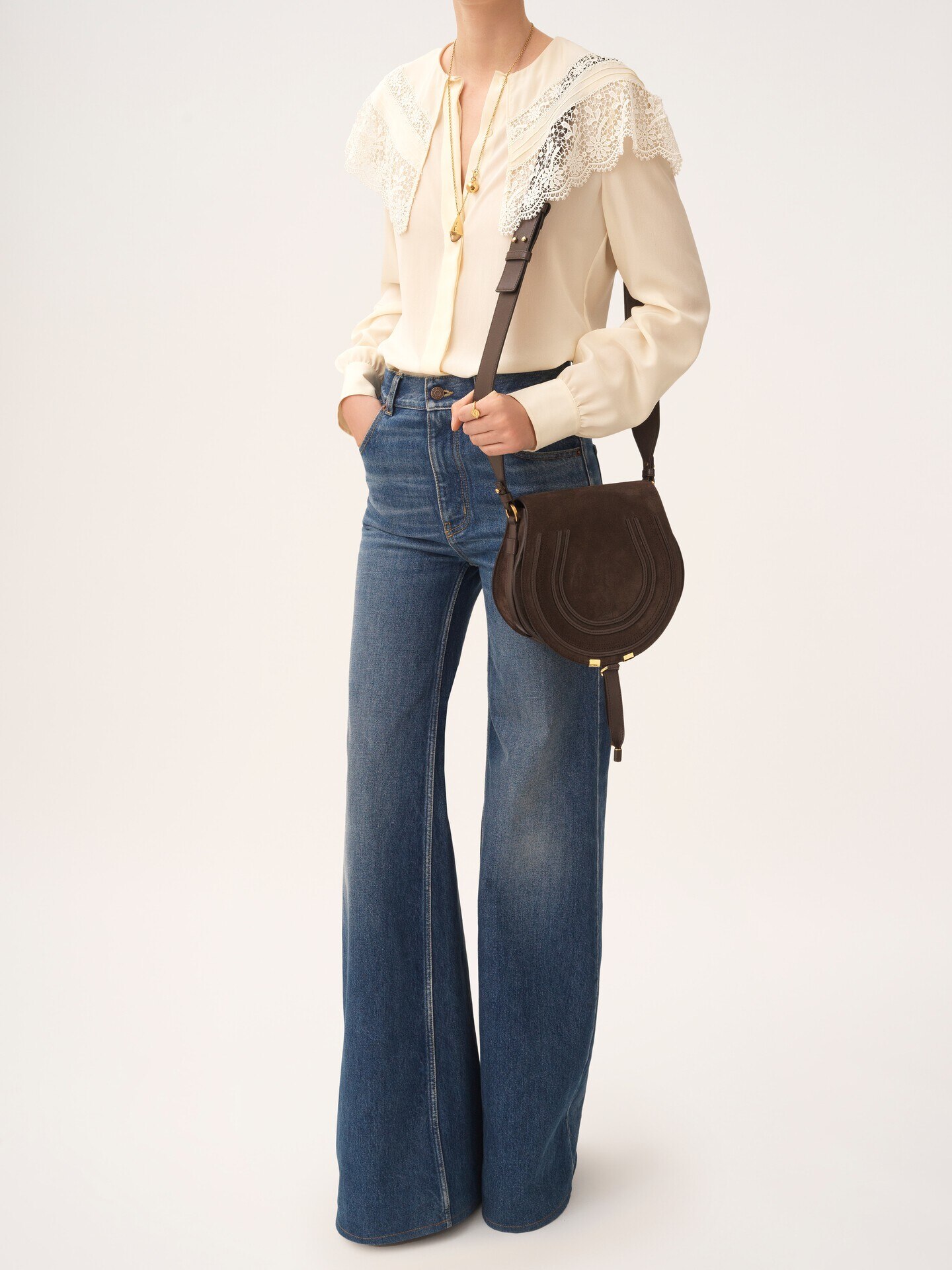 Marcie saddle bag in suede leather - 7.0