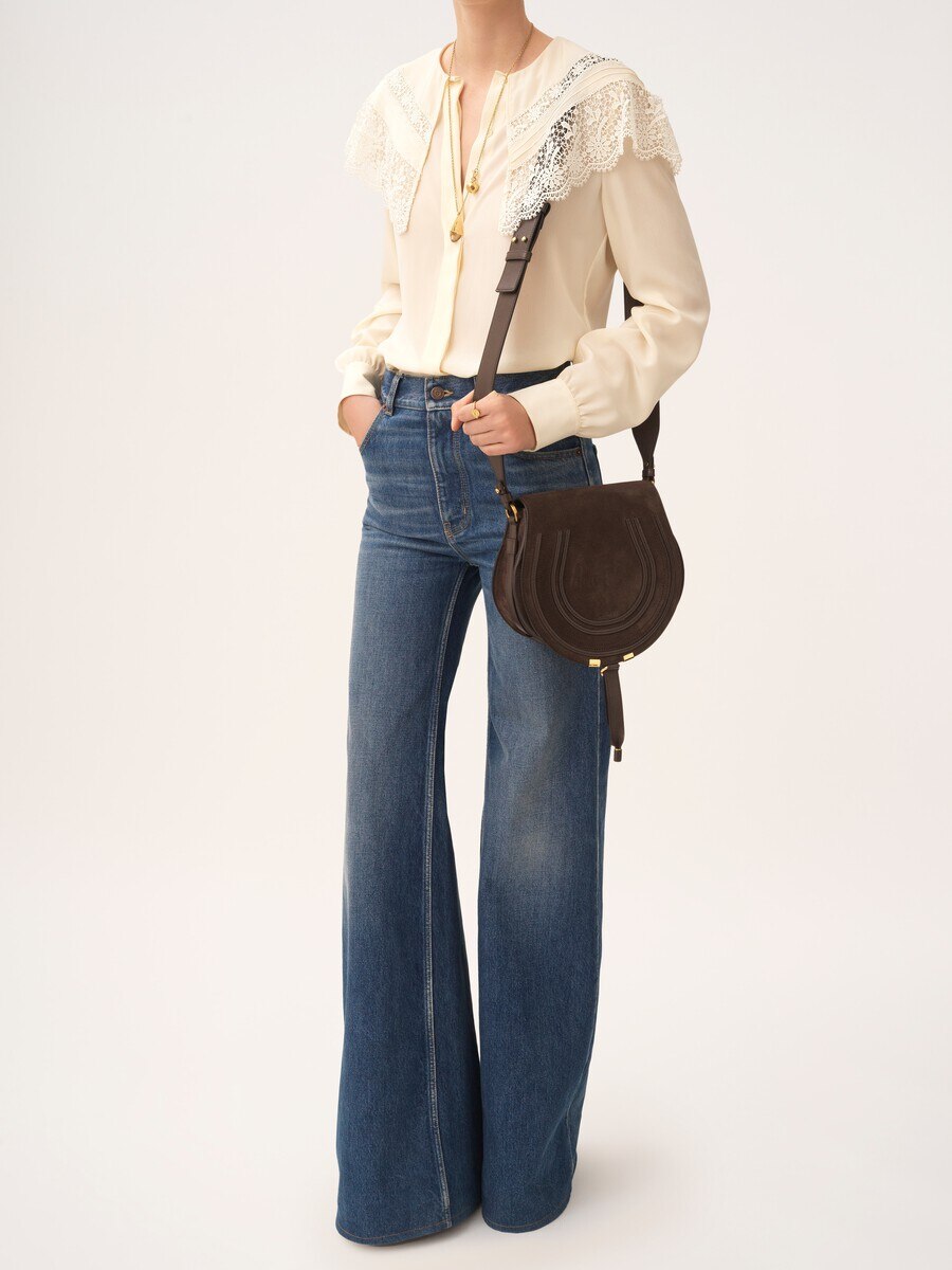 Marcie saddle bag in suede leather - 7