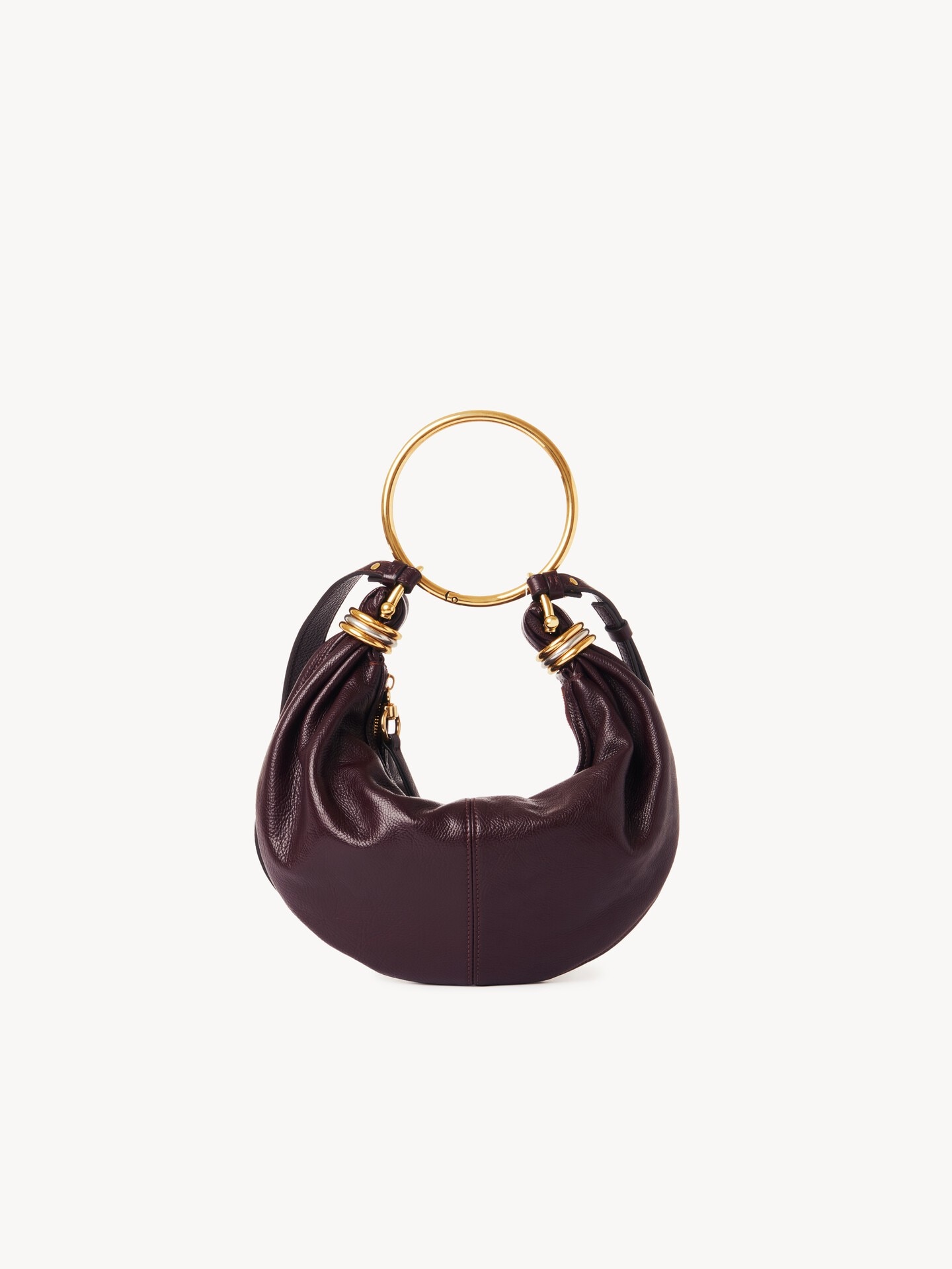 Small Bracelet hobo bag in grained leather - 4.0