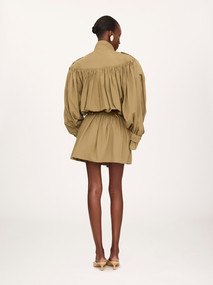 High-neck short trench coat in cotton poplin - 4