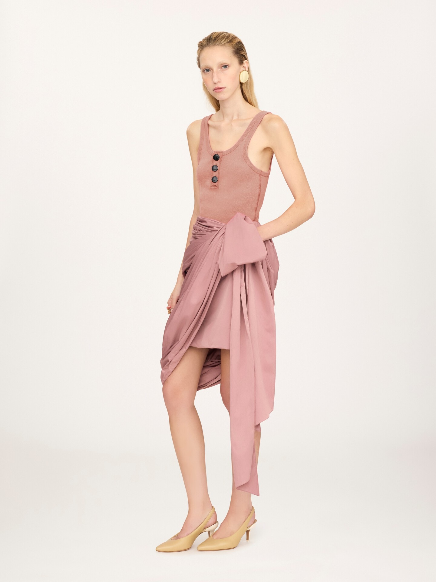 Fitted Henley tank top in cotton jersey - 1.0