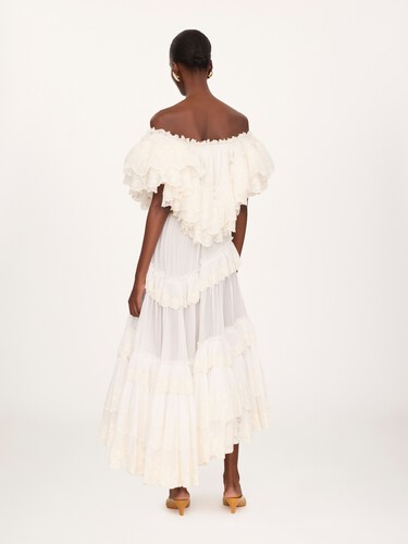 Long ruffled dress in cotton voile - 5