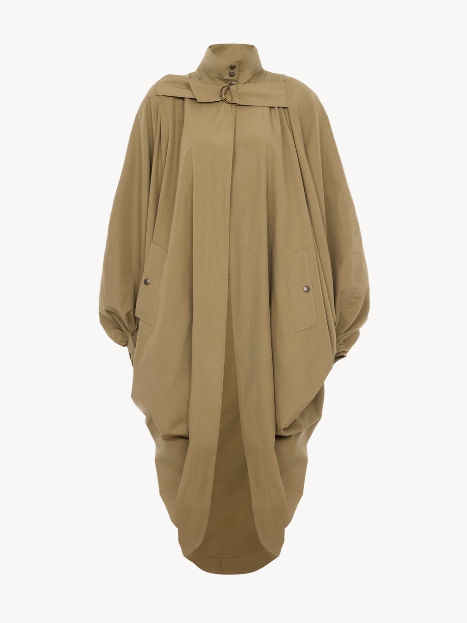 High-neck oversized cape coat in cotton poplin - Packshot
