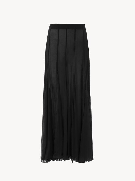 Fluid maxi skirt in silk mousseline 