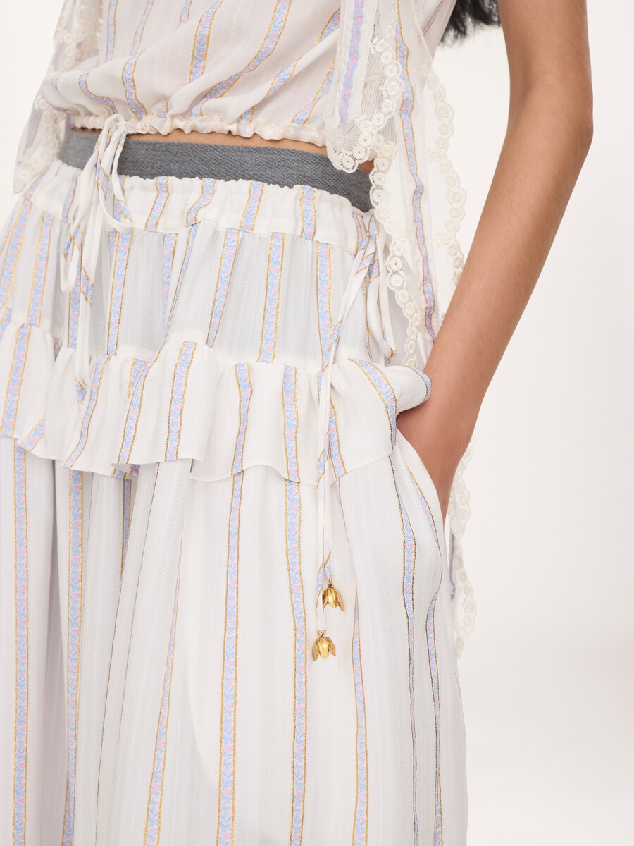 Fluid ruffled pants in silk lurex jacquard - 5