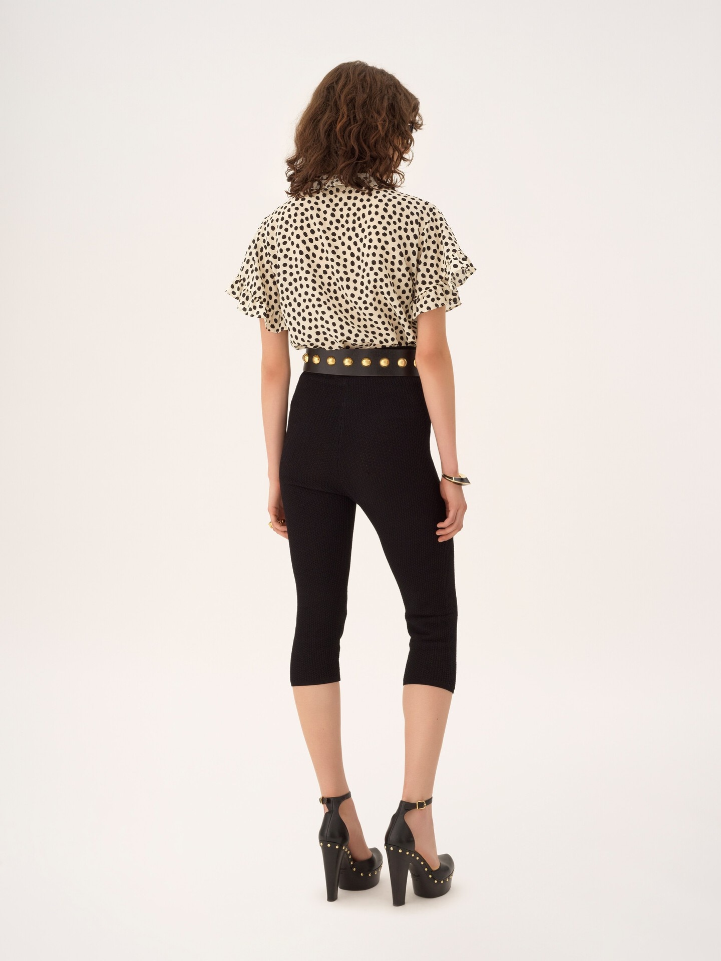 Short-sleeve ruffle top in cr&ecirc;pe de chine - 4.0