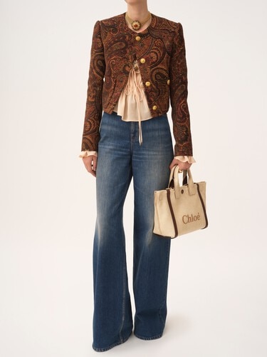 Small Chlo&eacute; Carry tote bag in raffia-effect fibers - 8