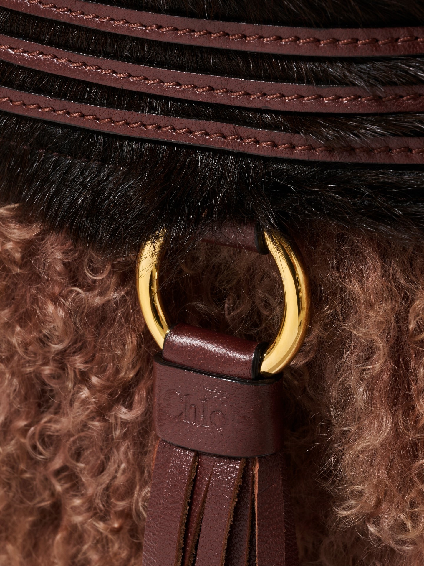 Small Marcie Foulard hobo bag in pony leather & shearling - 6.0