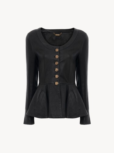 Peplum riding jacket in leather - 2