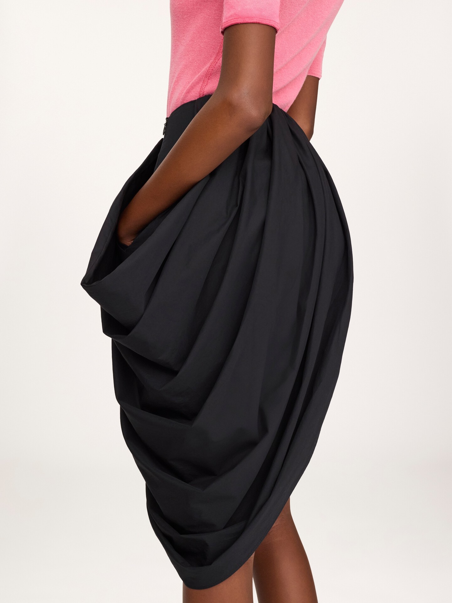 Knee-length wrap skirt in cotton poplin - 5.0