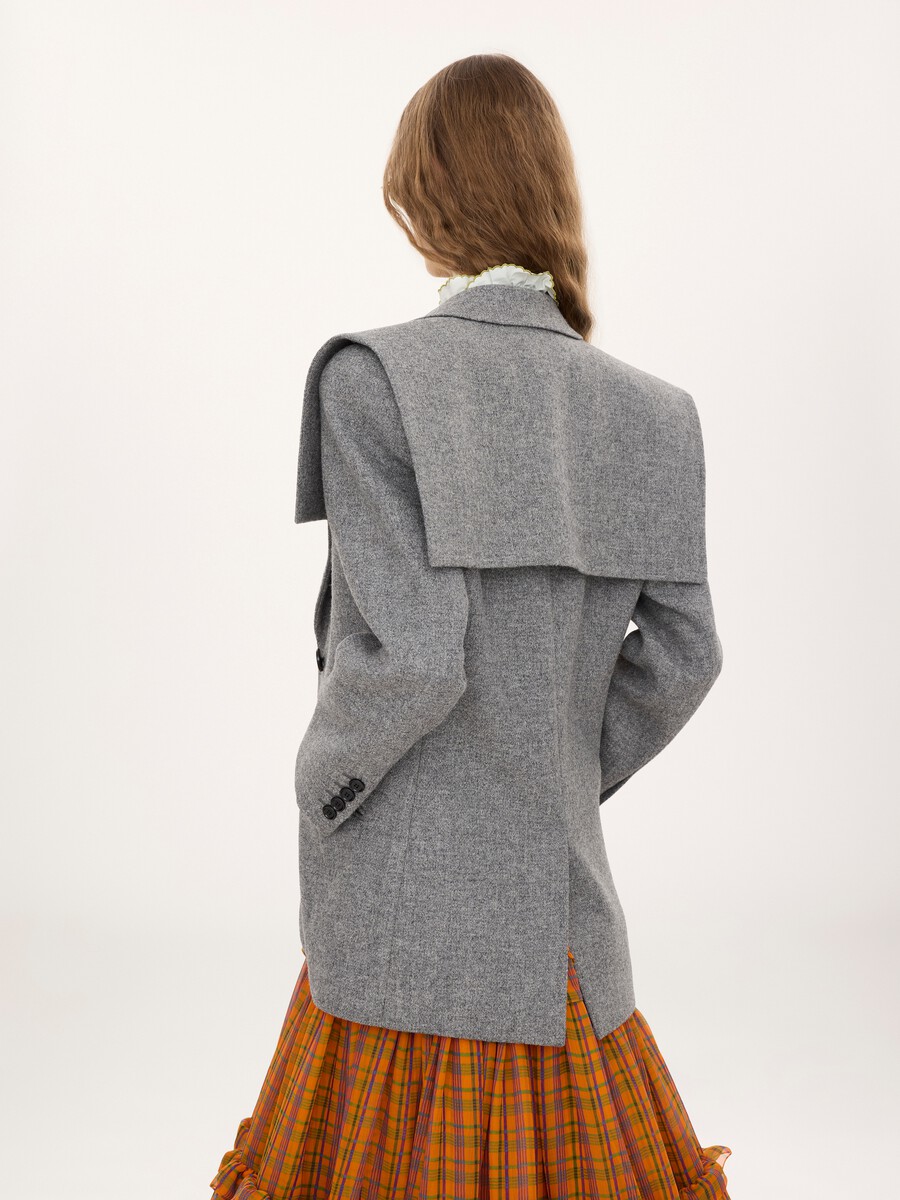 Single-breasted tailored jacket in chin&eacute; wool - 5